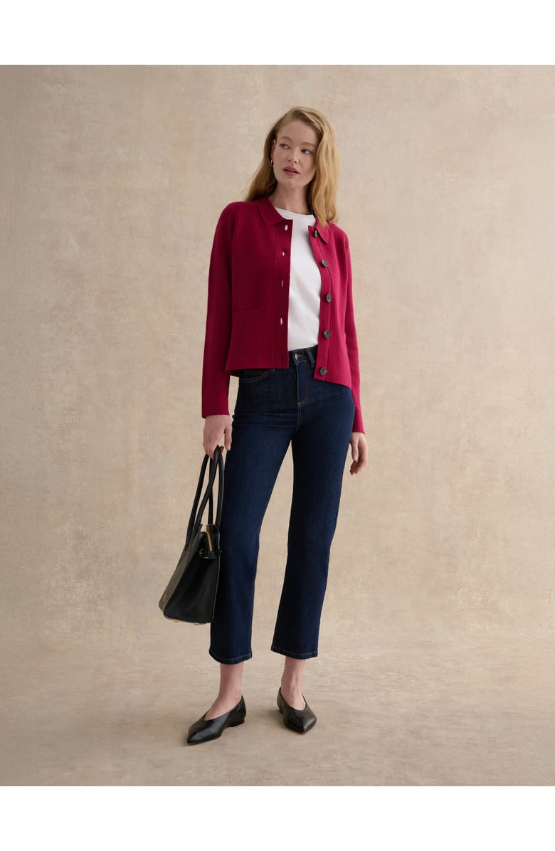 HOBBS LONDON Mia Merino Wool Blend Knitted Cardigan, Alternate, color, Beetroot Pink