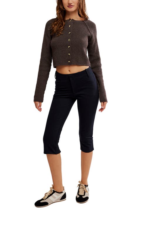 Shop Free People Sydney Boxy Crop Cardigan In Chocolate Torte