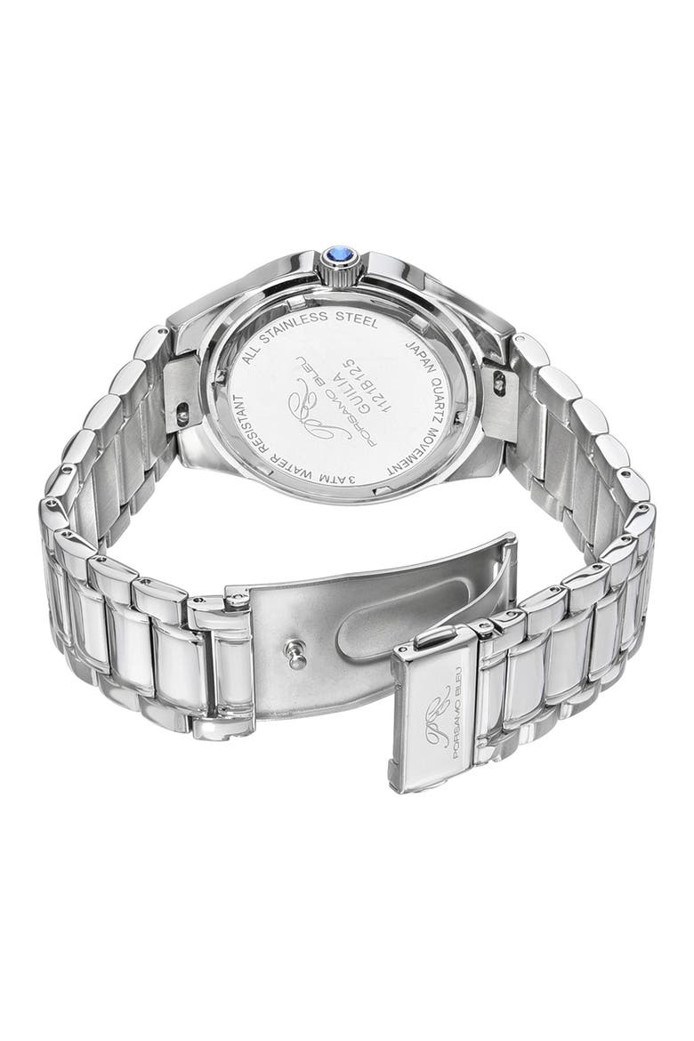 Women's Guilia Luxury Interchangeable Band Stainless Steel Watch, 37mm, Alternate, color, SILVER/ WHITE/ BABY BLUE