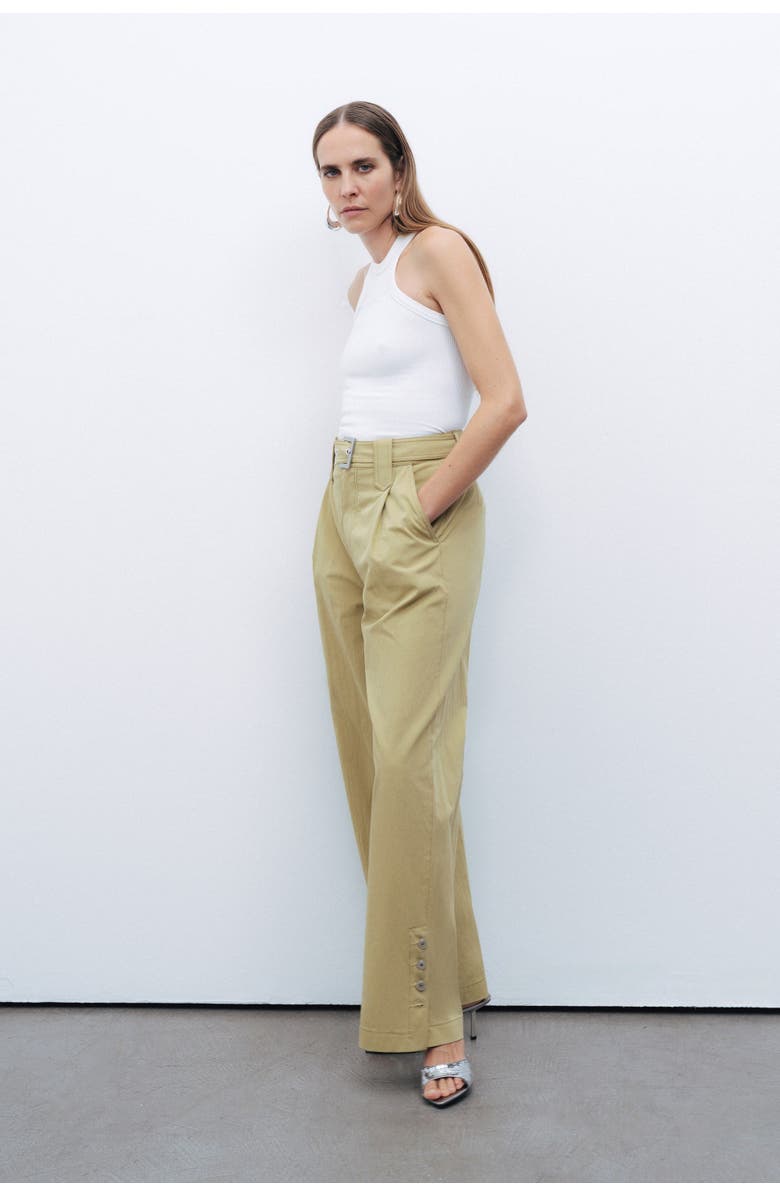 Nocturne Metal Buckle Detailed Belted Pants, Alternate, color,