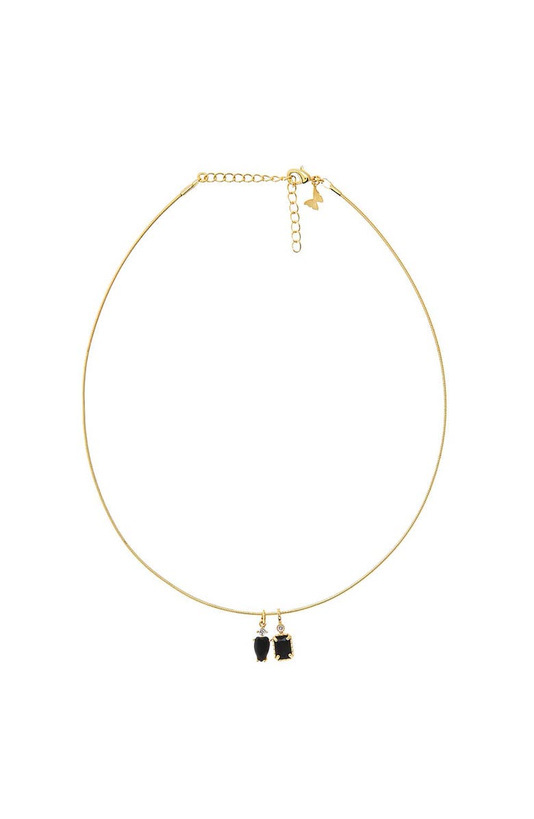 BY ADINA EDEN Onyx Dangling Charm Omega Chain Necklace, Main, color, Onyx