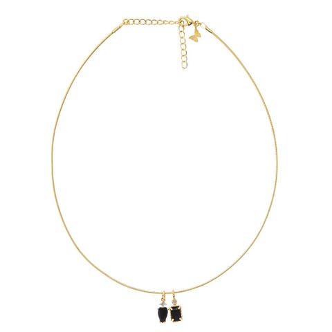 Onyx Dangling Charm Omega Chain Necklace