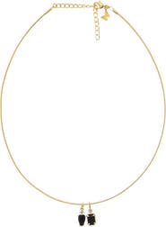 BY ADINA EDEN Onyx Dangling Charm Omega Chain Necklace