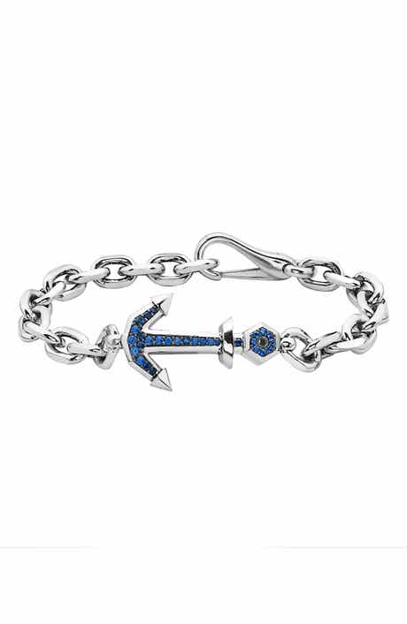 Sterling Silver Sapphire Anchor Bracelet