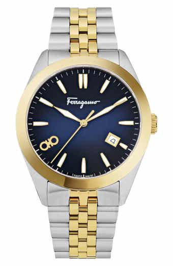 FERRAGAMO Classic Two-Tone Guilloche Dial Bracelet Watch FERRAGAMO Classic Two-Tone Guilloche Dial Bracelet Watch
