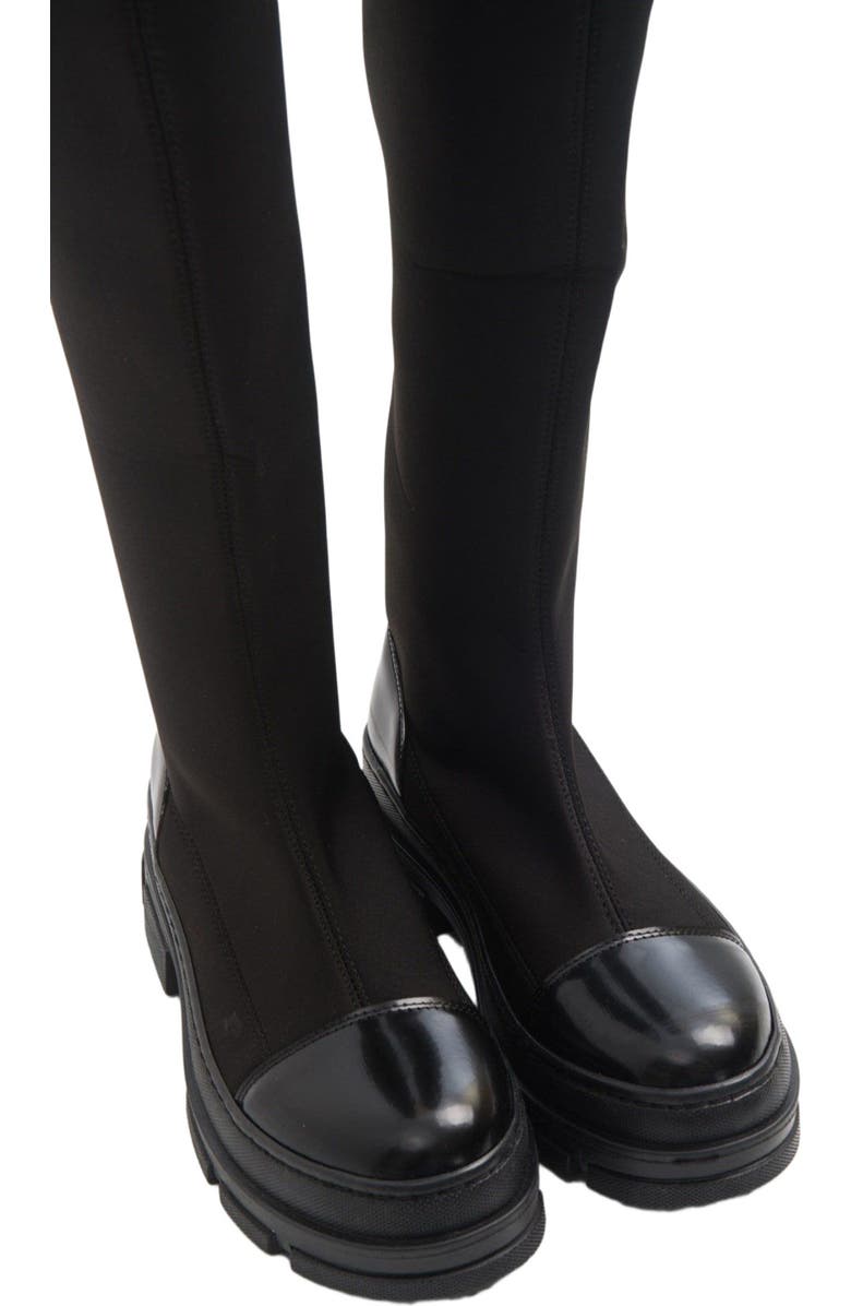 Prologue Shoes Bella Stretch Scuba Knee High Boot, Alternate, color, Black Faux Leather