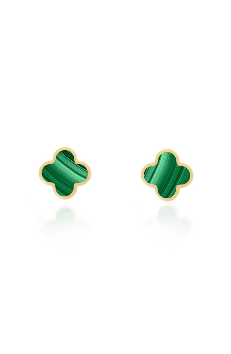 The Lovery Fine Jewelry Small Malachite Clover Stud Earrings, Alternate, color, Malachite