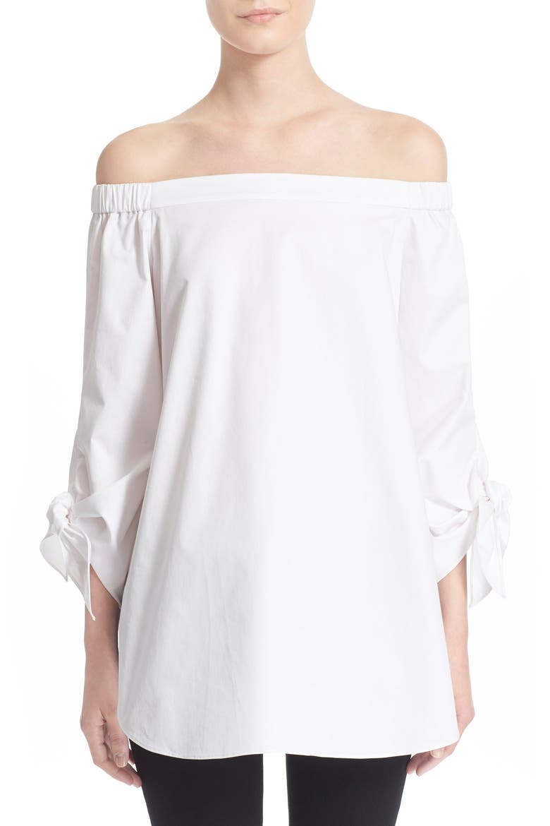 Off the Shoulder Cotton Tunic, Main, color, WHITE/ WHITE