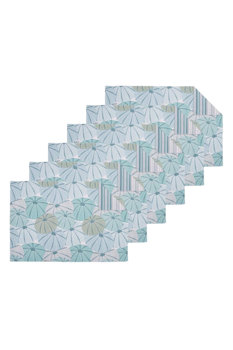 Sea Urchin Shores 100% Cotton Set of 6 Placemats 14" x 20", Main, color, Blue