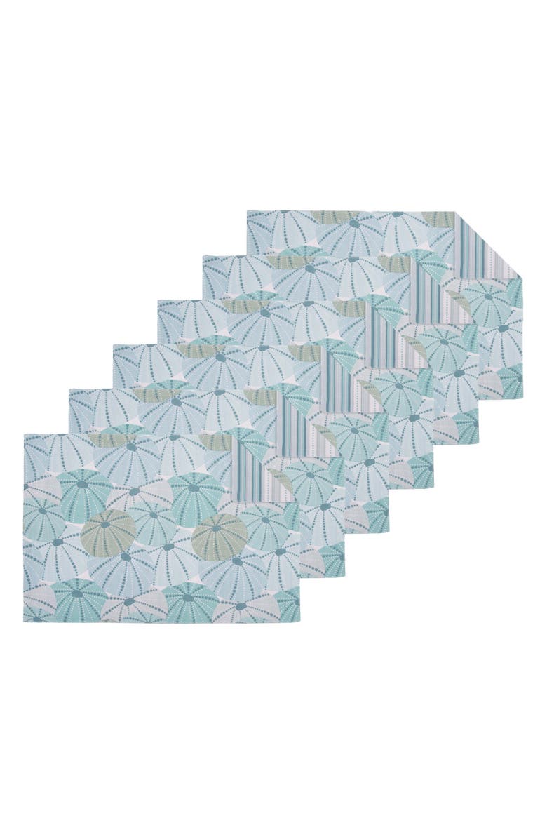 C&F Home Sea Urchin Shores 100% Cotton Set of 6 Placemats 14" x 20", Main, color, Blue