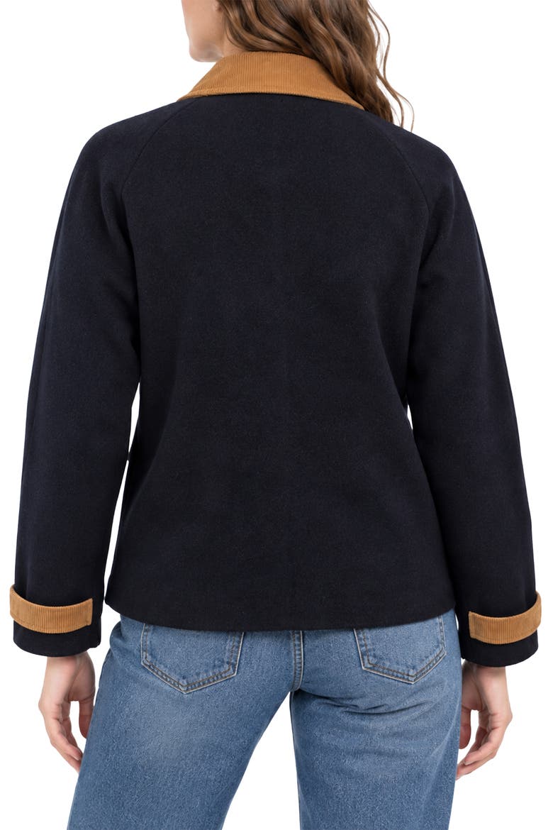 Wilton Corduroy Trim Double Knit Sweater Jacket, Alternate, color, BLACK/ CINNAMON