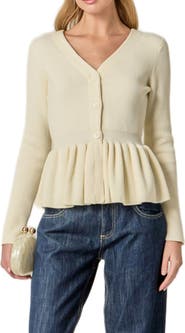 English Factory Peplum Rib Top