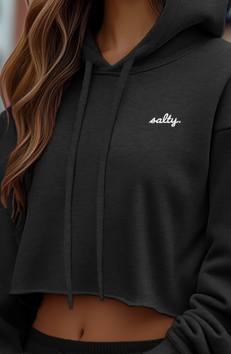 Dalix Womens Salty Midweight Fleece Cropped Hooded Sweatshirt, Alternate, color, Dark Heather