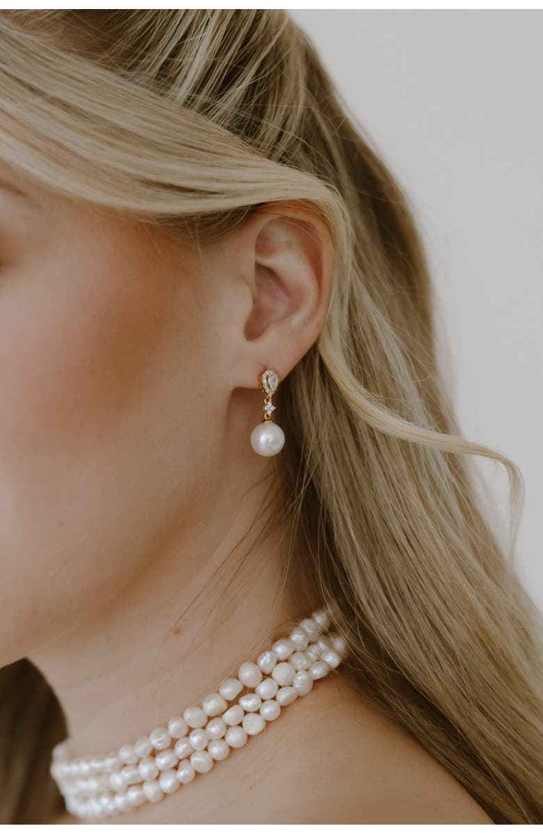 Untamed Petals Melody Pearl Drop Earrings, Alternate, color, Gold