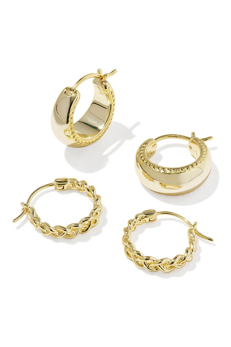 Gabriella Set of 2 Huggie Hoop Earrings, Main, color, GOLD