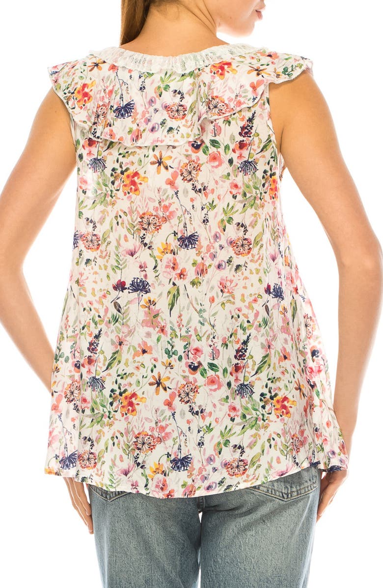 A COLLECTIVE STORY Floral Print Ruffle Top, Alternate, color, Bright White