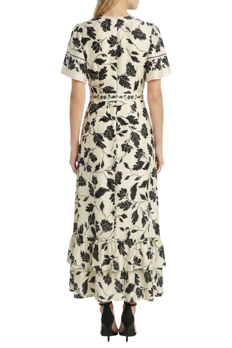 Flutter Sleeve Tiered Ruffle Maxi Dress, Alternate, color, IVORY/ BLACK