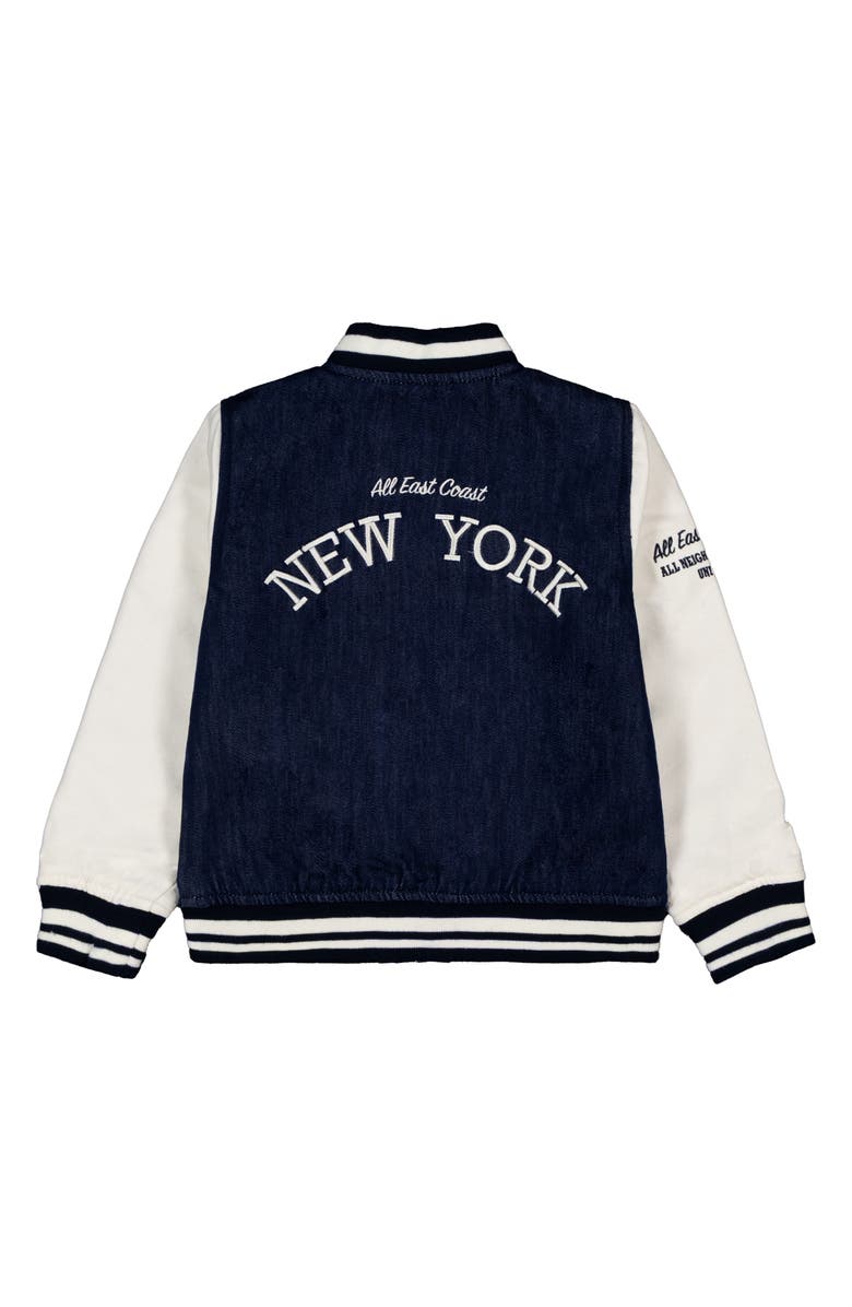 Joe's Jeans Kids' New York Denim Varsity Jacket, Alternate, color, Dark Wash