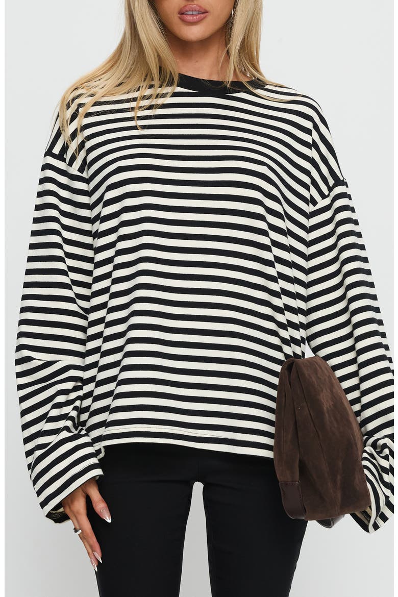 Settle Down Stripe Oversize T-Shirt, Main, color, WHITE