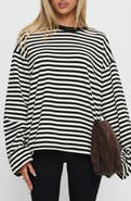 Princess Polly Settle Down Stripe Oversize T-Shirt