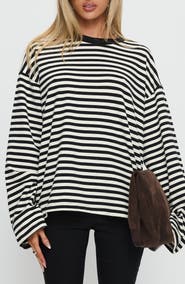 Princess Polly Settle Down Stripe Oversize T-Shirt