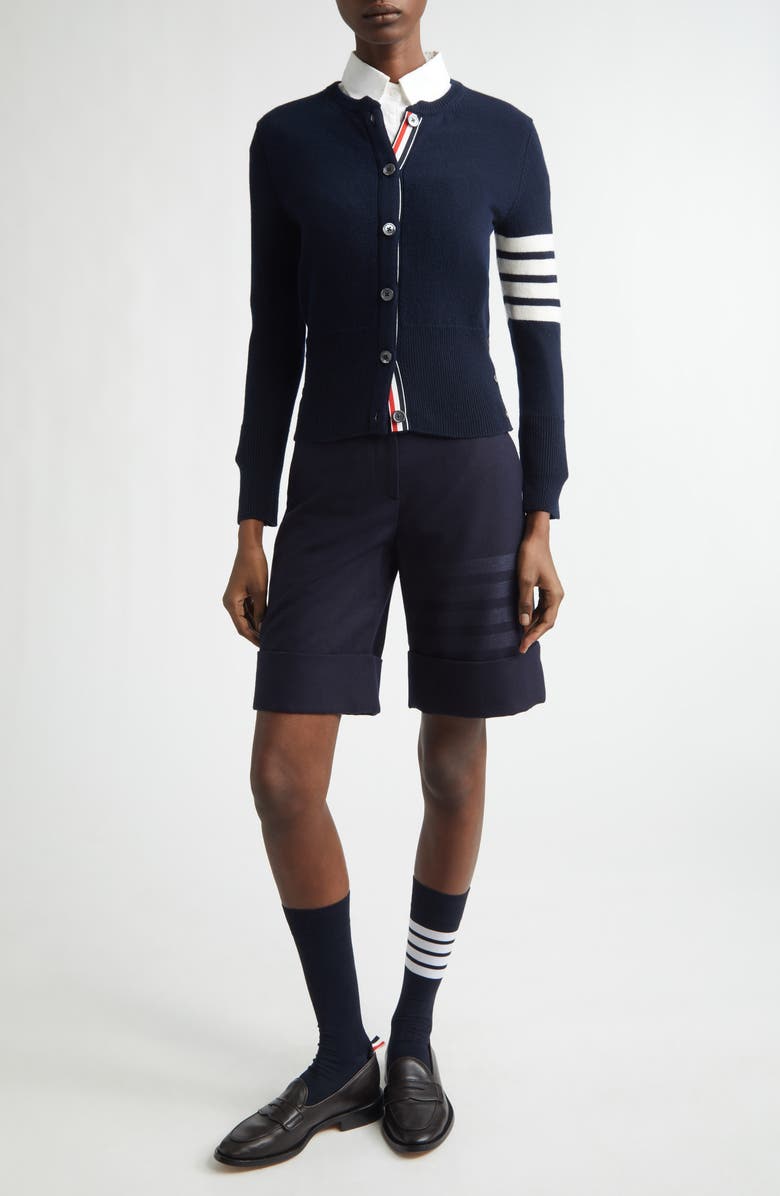 Thom Browne Merino Wool Cardigan, Alternate, color, Navy