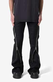 D519 Zipper Flare Coated Leather Jeans