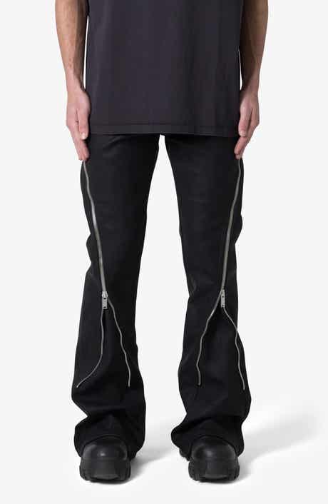 D519 Zipper Flare Coated Leather Jeans