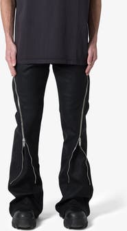 mnml D519 Zipper Flare Coated Leather Jeans