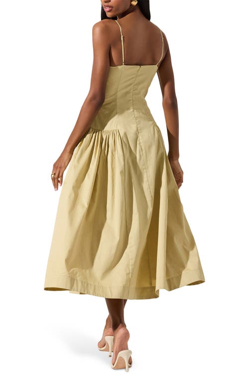 Astr The Label High Neck Open Back Cotton Midi Dress In Light Khaki