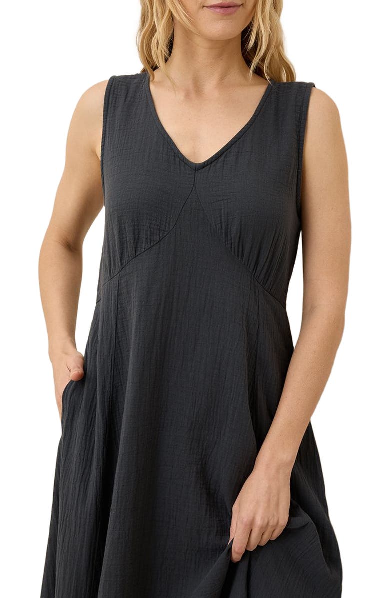Pact Organic Cotton Double Gauze Beach To Brunch Dress, Alternate, color, Black