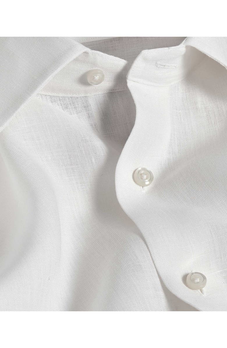 David Donahue Trim Fit Linen Dress Shirt, Alternate, color, White/ White