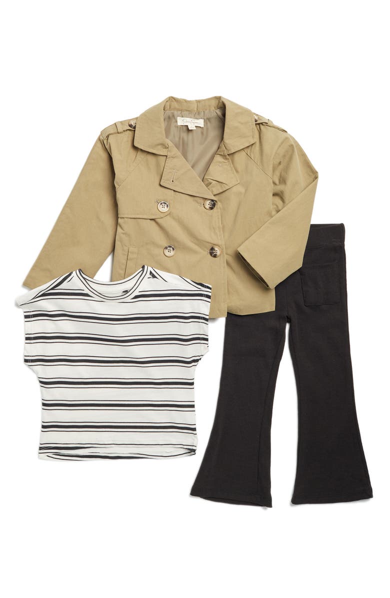 Jessica Simpson Cropped Trench Coat, T-Shirt & Pants Set, Main, color,