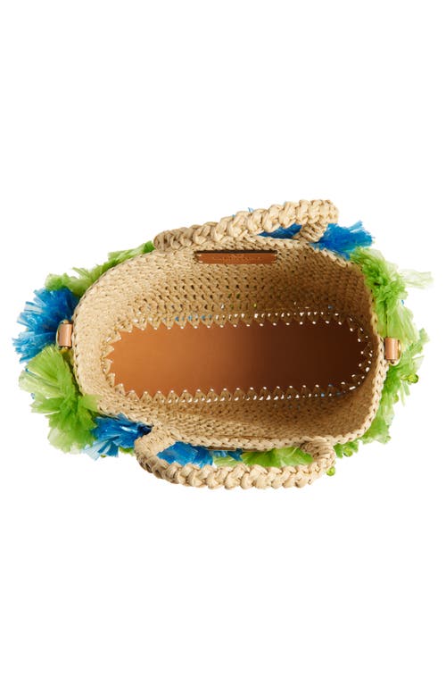 Valentino Garavani Small Vlogo Raffia Flower Tote In Natural Multi