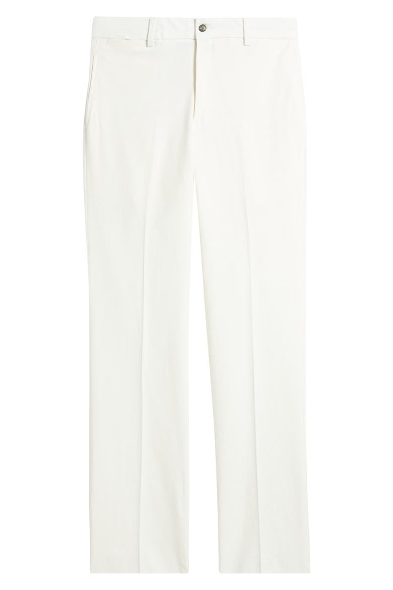 Pleated Cotton & Linen Straight Leg Pants, Alternate, color, OFF WHITE