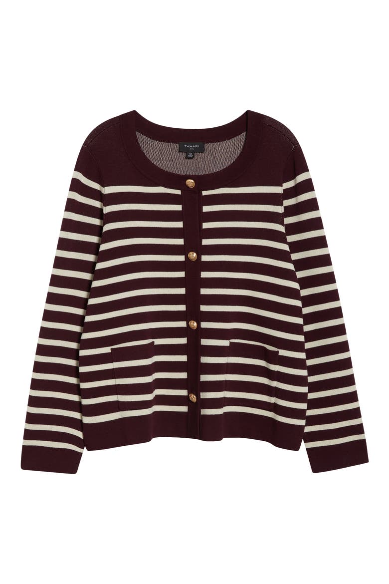 Stripe Cardigan, Alternate, color, PLUM VANILLA