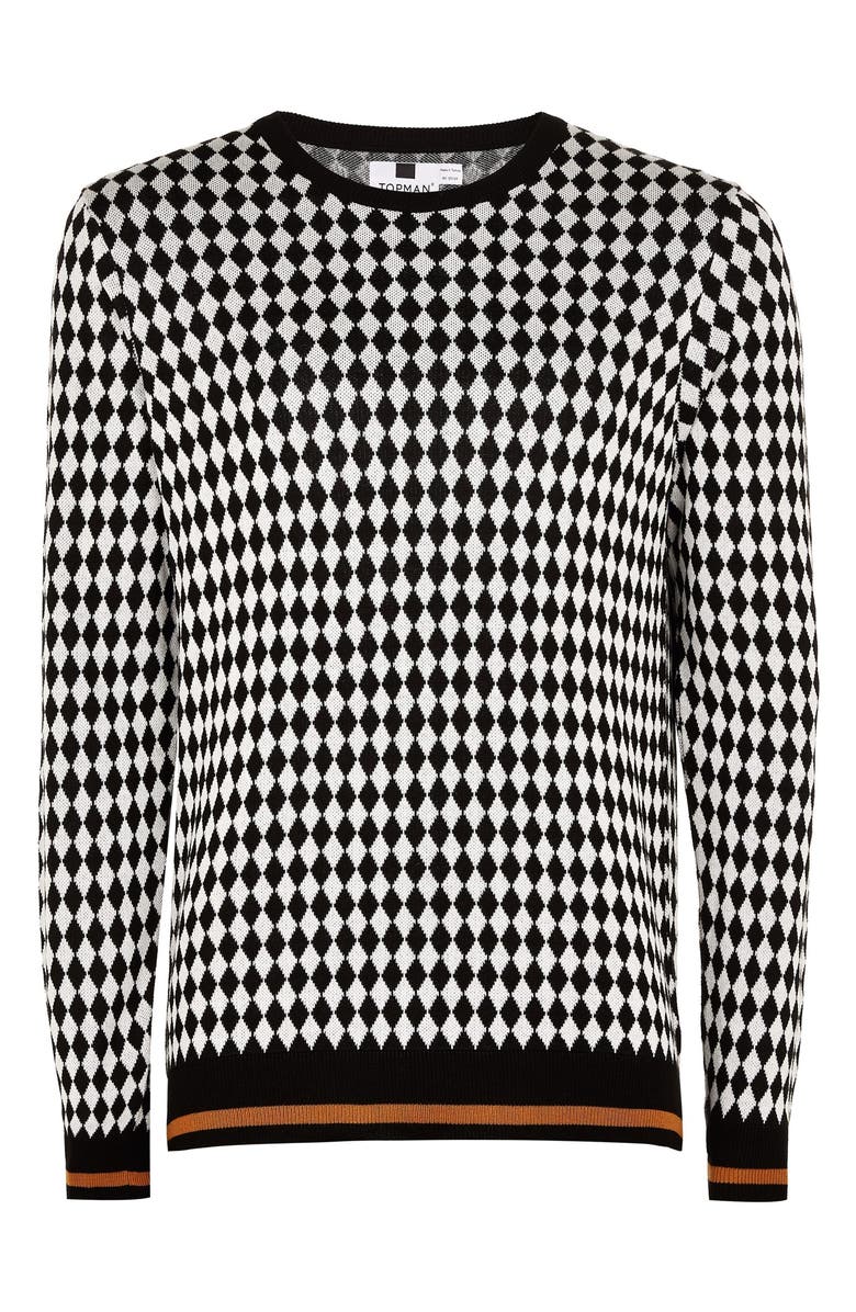 Topman Mini Diamond Crewneck Sweater, Alternate, color,