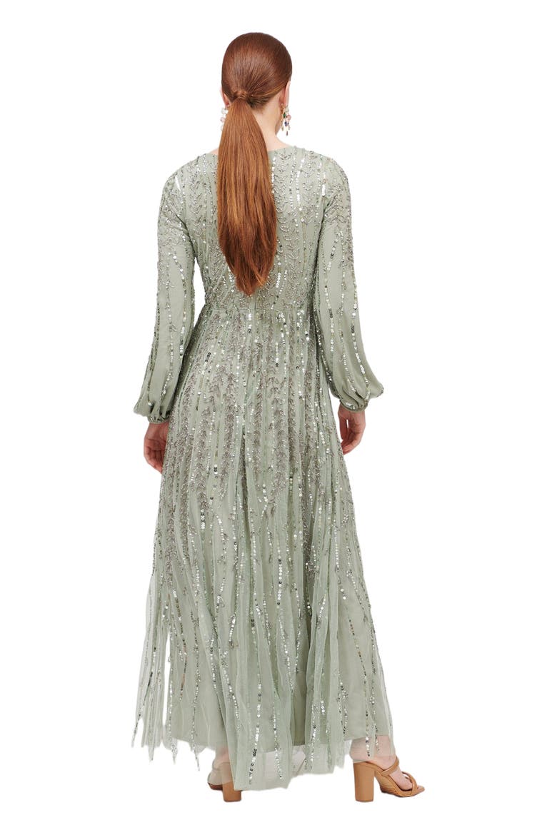 Modest Ruffle Dress Maxi With Designer Sleeve, Alternate, color, LILAC
