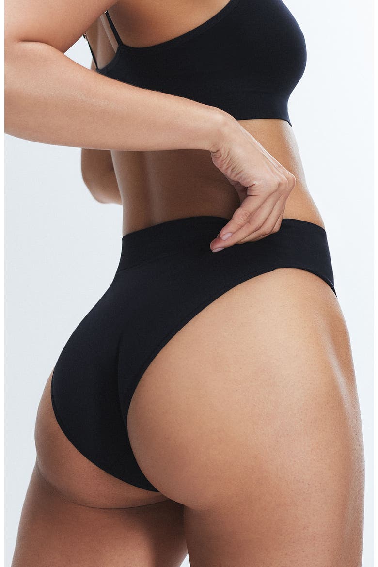 Seamless High Waist Bikini Panties, Alternate, color, BLACK CAVIAR