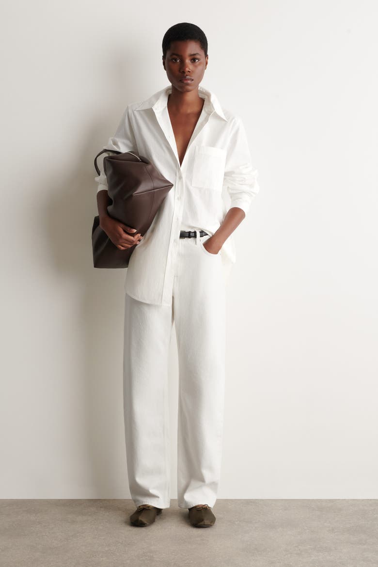 Tailored Pima Cotton Shirt, Alternate, color, NATURAL WHITE