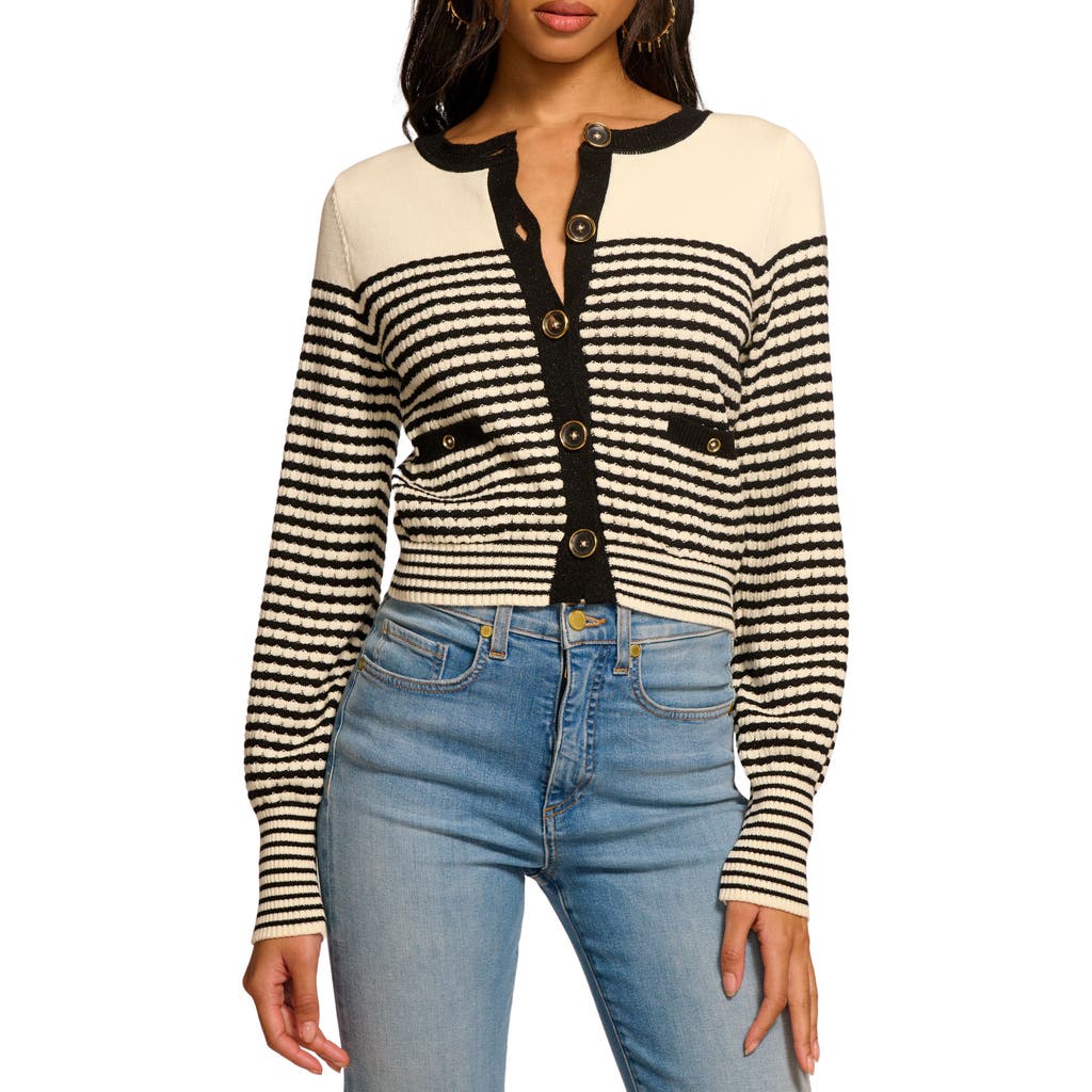 RAMY BROOK RAMY BROOK BEA METALLIC STRIPE COTTON BLEND CARDIGAN