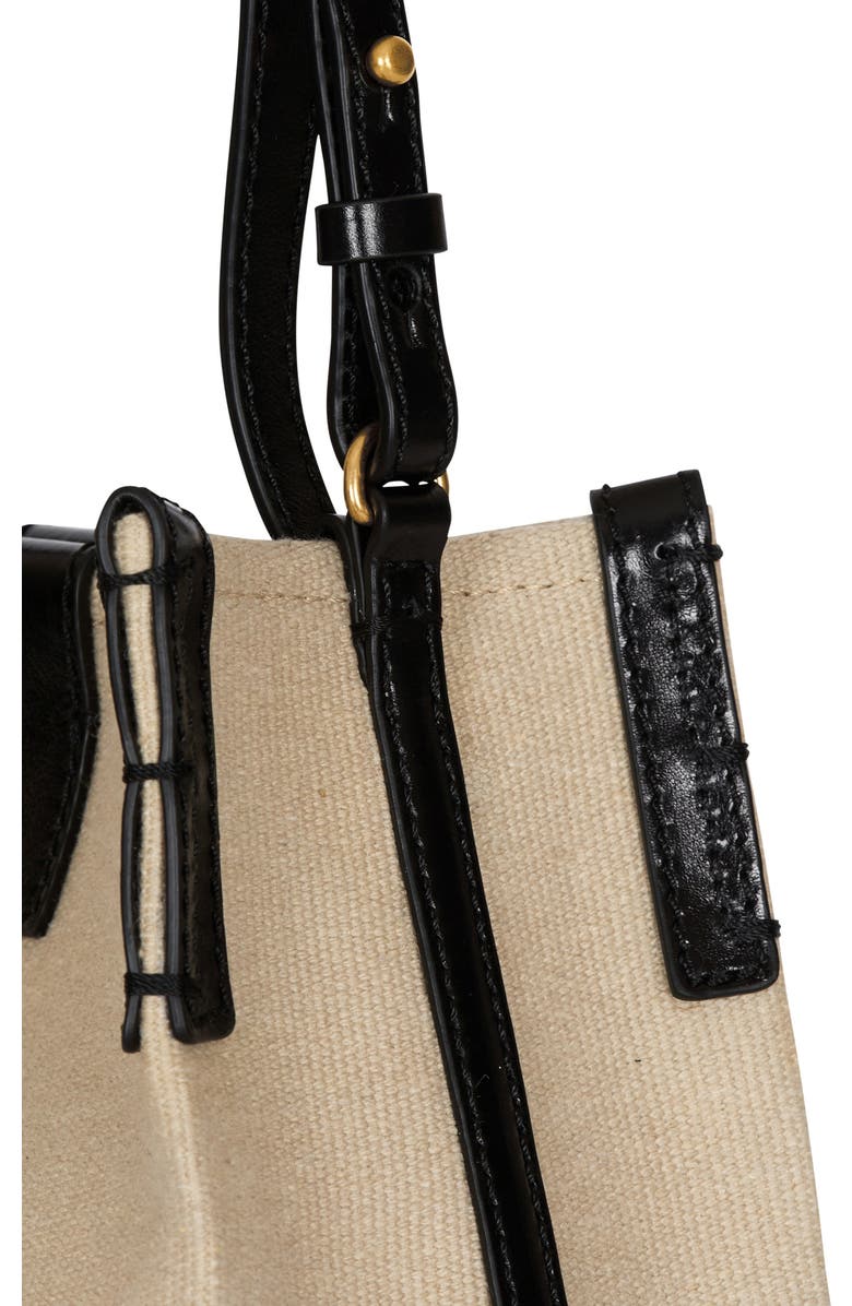 Balmain Release Bucket bag in canvas and calfskin, Alternate, color, Beige