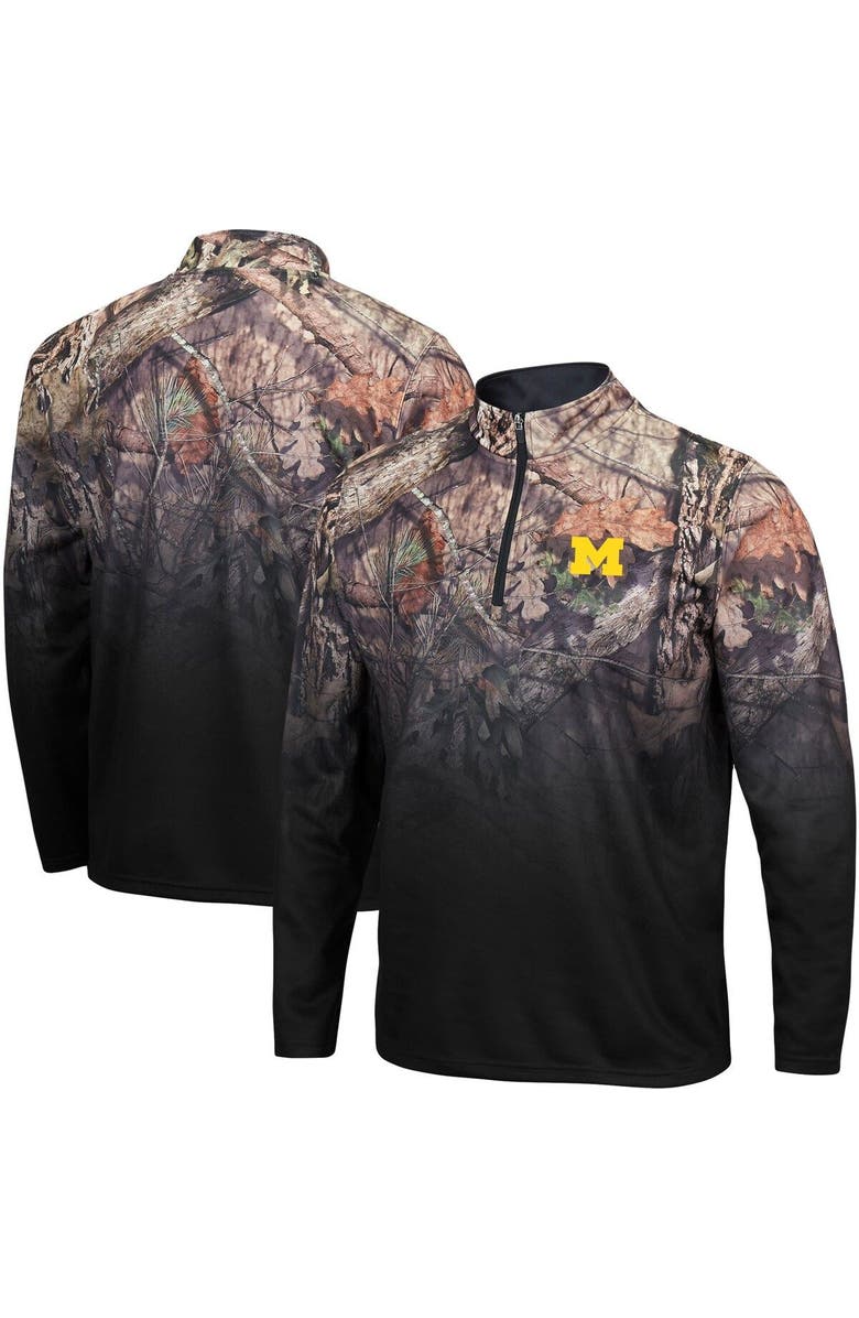 COLOSSEUM Men's Colosseum Black Michigan Wolverines Mossy Oak Fleet II Quarter-Zip Jacket, Main, color, 
