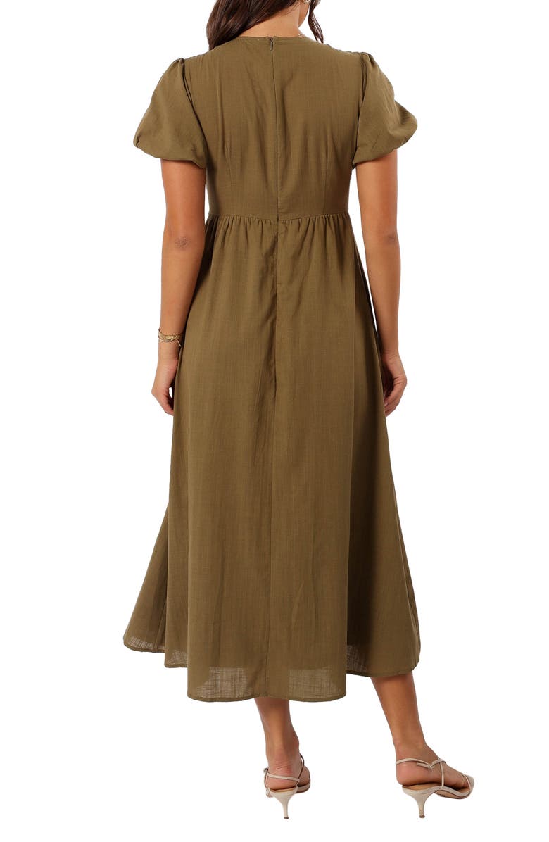 Petal & Pup Brooke Smocked Cotton Midi Dress, Alternate, color, Khaki