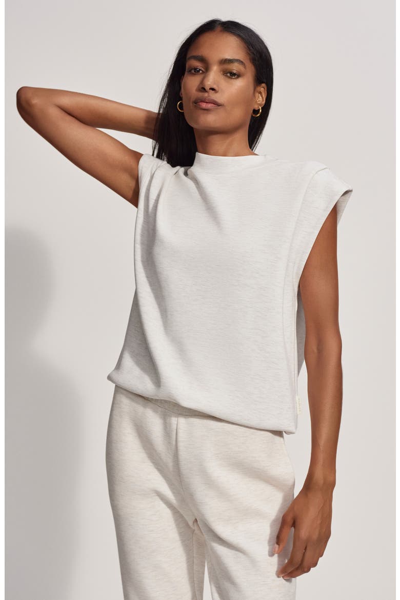 Double Soft Cap Sleeve Sweatshirt, Alternate, color, IVORY MARL