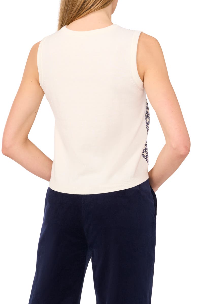 Ted Baker Geo Print Mixed Media Tank, Alternate, color, Vanilla Ice