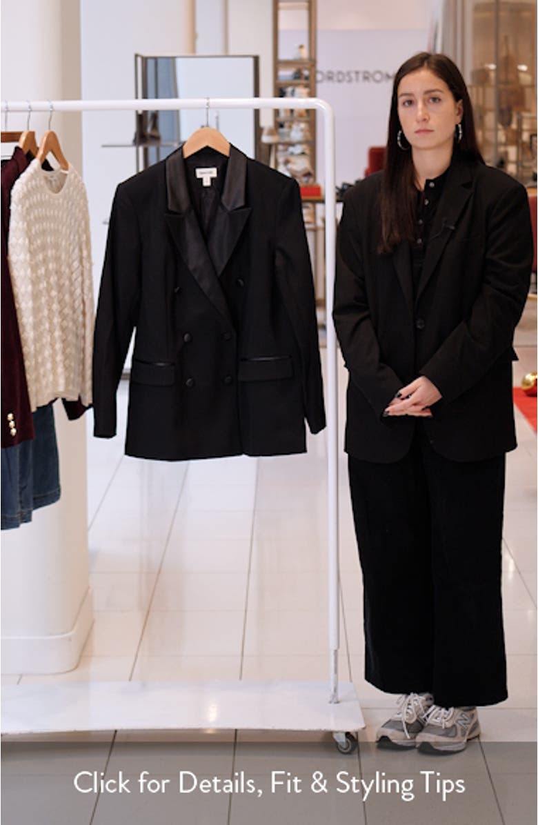 Double Breasted Satin Trim Blazer, sales video thumbnail