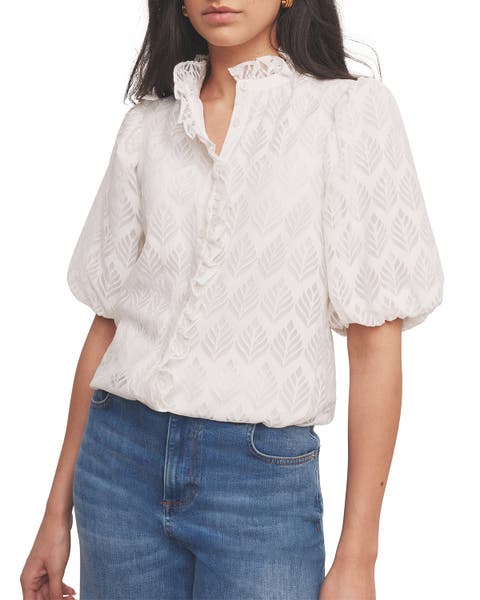 Jacquard Ruffle Blouse