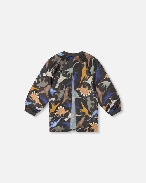 Deux Par Deux School Apron Dinosaur In Blue