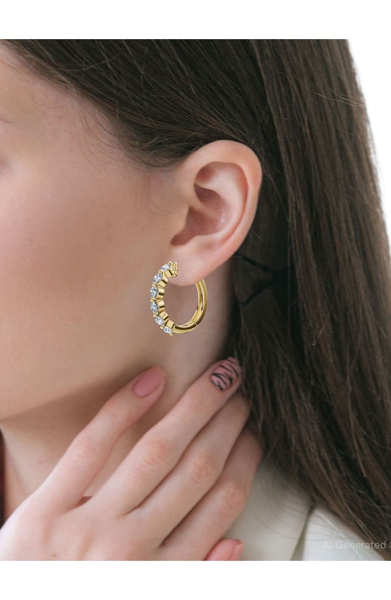 Bliss Diamond 1Ct 6-Stone Diamond Hoops 10k Gold Lab Grown, Alternate, color, 10K Yellow Gold